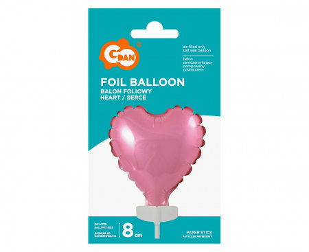 GOD BALON FOLIE ALUMINIU with stick, 8cm, heart shape, pink BS-4RO [2]