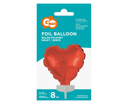 GOD BALON FOLIE ALUMINIU with stick, 8cm, heart shape, red BS-4CRW [1]