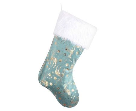 DECORATIUNE CRACIUN SOSETA Christmas sock, frosty blue, with golden reindeer, 49cm NW-SKNB [0]