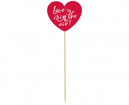 Accesorii funny pentru poze si photo booth - GOD DECORATIUNI DIN LEMN PENTRU TORT Love is in the air-Heart, 10*30cm RV-DPLS