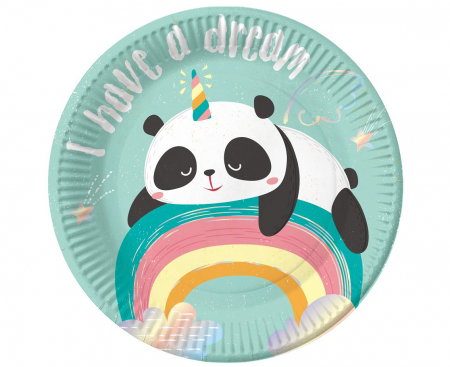 Farfurii/ Pahare/ Servetele/ Paie/ Tacamuri/ Fete masa - GOD FARFURII CARTON Dreamy Panda, 18cm 6/set PF-TRP7