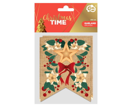 GHIRLANDA DIN HARTIE Merry Christmas, leaves, 250cm PF-GMCG [1]