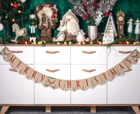 GHIRLANDA DIN HARTIE Merry Christmas, leaves, 250cm PF-GMCG [2]