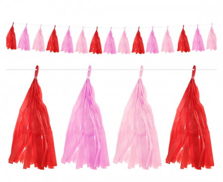 Bannere/ Ghirlande/ Cordoane - GOD GHIRLANDA DIN HARTIE Tinsel paper garland, red-pink, 250cm PF-GPFC