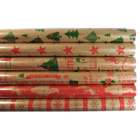 Hartie Ambalaj Christmas - HARTIE AMBALAJ 200*70CM MOTIV CRACIUN KRAFT P2 KRAFT GW 4