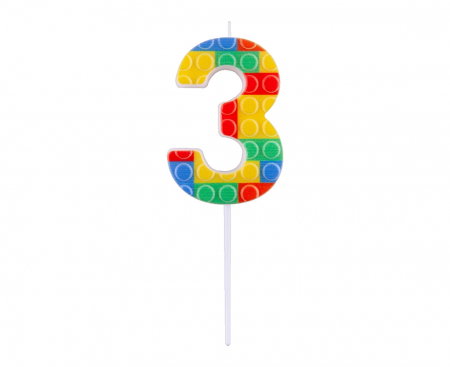ARTICOLE PARTY - GOD LUMANARE TORT Number 3, blocks, multicolor BH-SPK3