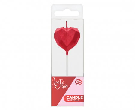 GOD LUMANARI TORT Pick candle Diamond Heart, red, 10.5*3.5cm BH-SSDC [2]