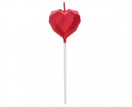 Decoratiuni/ Lumanari Tort/ Briose - GOD LUMANARI TORT Pick candle Diamond Heart, red, 10.5*3.5cm BH-SSDC