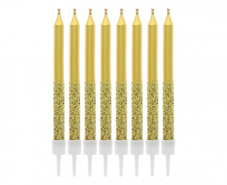 ARTICOLE PARTY - GOD LUMANARI TORT Taper candles metallic-glitter, 8/set BH-SMMB
