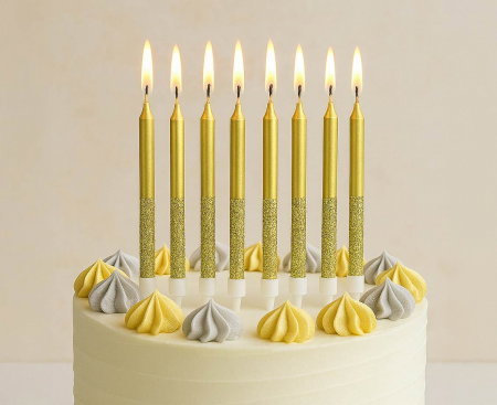 GOD LUMANARI TORT Taper candles metallic-glitter, 8/set BH-SMMB [1]
