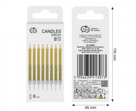 GOD LUMANARI TORT Taper candles metallic-glitter, 8/set BH-SMMB [2]