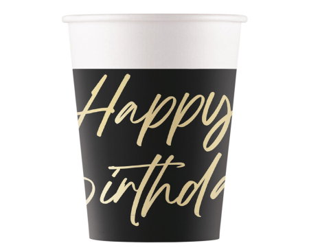 Happy birday "elegant" - PAHARE CARTON Elegant Happy Birthday, Decorata, FSC, 200ml, 8/set 96614