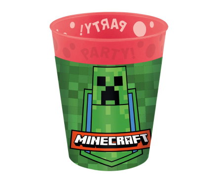 Farfurii/ Pahare/ Servetele/ Paie/ Tacamuri/ Fete masa - PAHARE PLASTIC REUTILIZABILE Minecraft Mojang, 250ml, 4/set 96771
