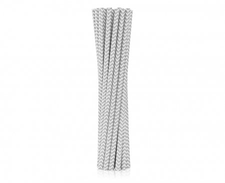 Farfurii/ Pahare/ Servetele/ Paie/ Tacamuri/ Fete masa - GOD PAIE DIN HARTIE PENTRU BAUTURI silver pattern, 6x197mm 12/set SG-RPSRSZ12