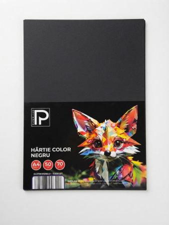 RECHIZITE SCOLARE IPB - Hârtie Color A4 50/Set 70gr Negru 11300037 Paperland
