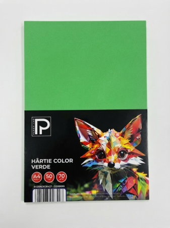 RECHIZITE SCOLARE IPB - Hârtie Color A4 50/Set 70gr Verde 11300035 Paperland