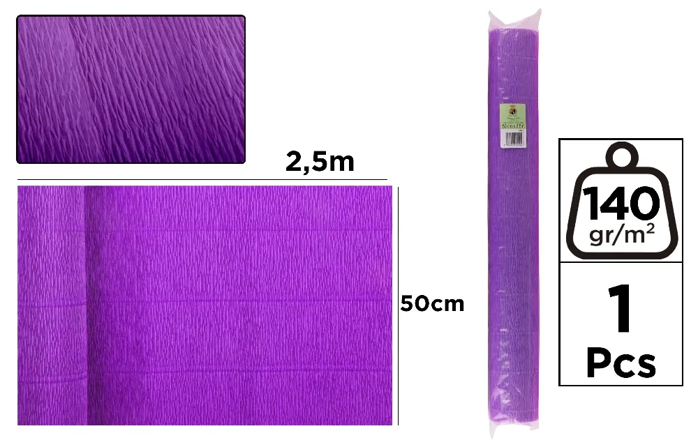 Hartie creponata floristica - HARTIE CREPONATA FLORISTICA IPB 50*250CM 140GR MOV PF993