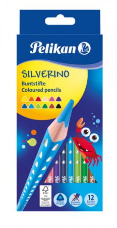 RECHIZITE SCOLARE IPB - HE CREIOANE COLORATE 12/SET PELIKAN SILVERINO TRIUNGHIULARE 700634