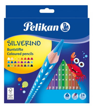 Creioane colorate - HE CREIOANE COLORATE 24/SET PELIKAN SILVERINO TRIUNGHIULARE 700665