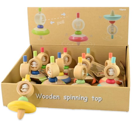 Jucărie Spinner din Lemn cu Sfoară 9cm 50682 - Asortat Tradițional Non-Toxic [1]