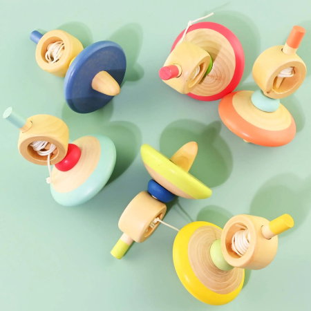 ARTICOLE COPII - Jucărie Spinner din Lemn cu Sfoară 9cm 50682 - Asortat Tradițional Non-Toxic