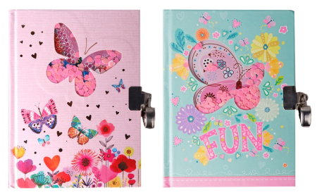 Jurnale cu cheita, lacat, magnet - JURNAL CU LACAT IPB 178*130MM 80F CERVANTES FLUTURI PB891-10