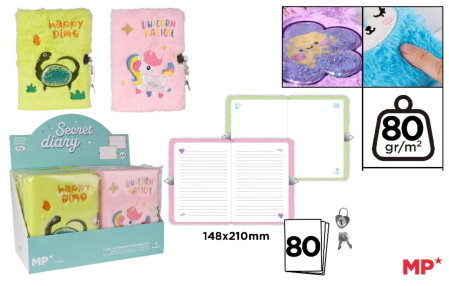 Jurnale cu cheita, lacat, magnet - JURNAL CU LACAT IPB A5 80F FANTASY PUF DIVERSE MESAJE PB892-01