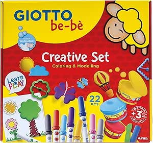 Produse nontoxice destinate copiilor sub 3 ani - Kit Creativ Giotto be-bè 22 Piese - Colorat & Modelat