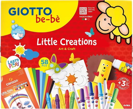 Produse nontoxice destinate copiilor sub 3 ani - Kit Creativ Giotto be-bè Little Creations 58 Piese