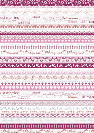 Carton decor/ imagini - KP CARTON A4 200GR MOTIV "JUST MARRIED BORDER" ROSU 4772602