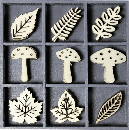 HOBBY - DECORATIUNI LEMN CIUPERCI SI FRUNZE 45/SET 18521020