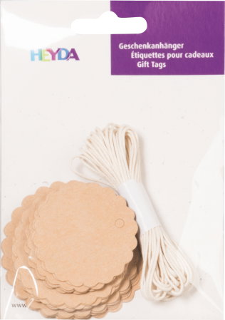 Articole de Papetarie Craciun - ETICHETE ROTUNDE CADOU 4-5-5.8CM 30/SET NATUR + SNUR 4870732