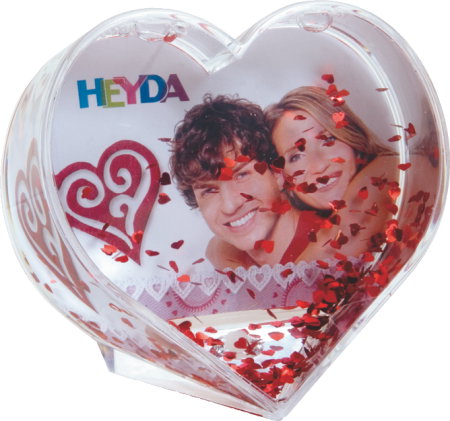 idei de Cadouri Craciun - GLOB DECORATIV ACRIL 9.5x9.5x4.5CM INIMA GLITTER 4888403