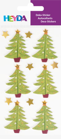 STICKER DECOR 7.5*16.5CM BRAD DE CRACIUN VERDE-AURIU 12PCS 3780720 [1]