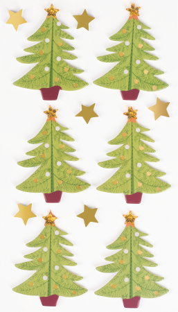 DE SEZON - STICKER DECOR 7.5*16.5CM BRAD DE CRACIUN VERDE-AURIU 12PCS 3780720