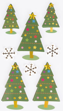 DE SEZON - STICKER DECOR 7.5*16.5CM POM CRACIUN/FULG DE ZAPADA 8 PCS 3780702