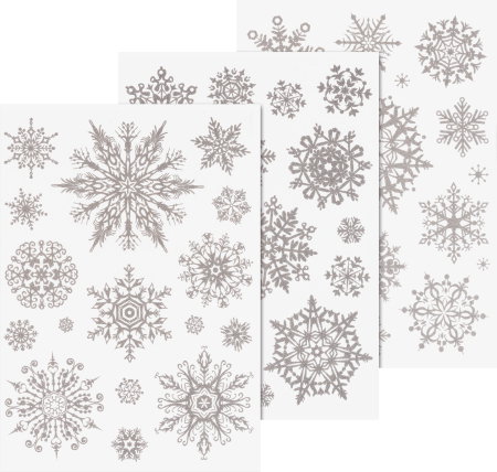 STICKER DECOR FEREASTRA CRISTALE GHEATA 3 COLI/SET GLITTER ARGINTIU 3584467 [0]