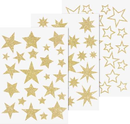 Banda autoadeziva/ Stickere Fereastra - STICKER DECOR FEREASTRA STELE 3 COLI/SET GLITTER AURIU 3584469