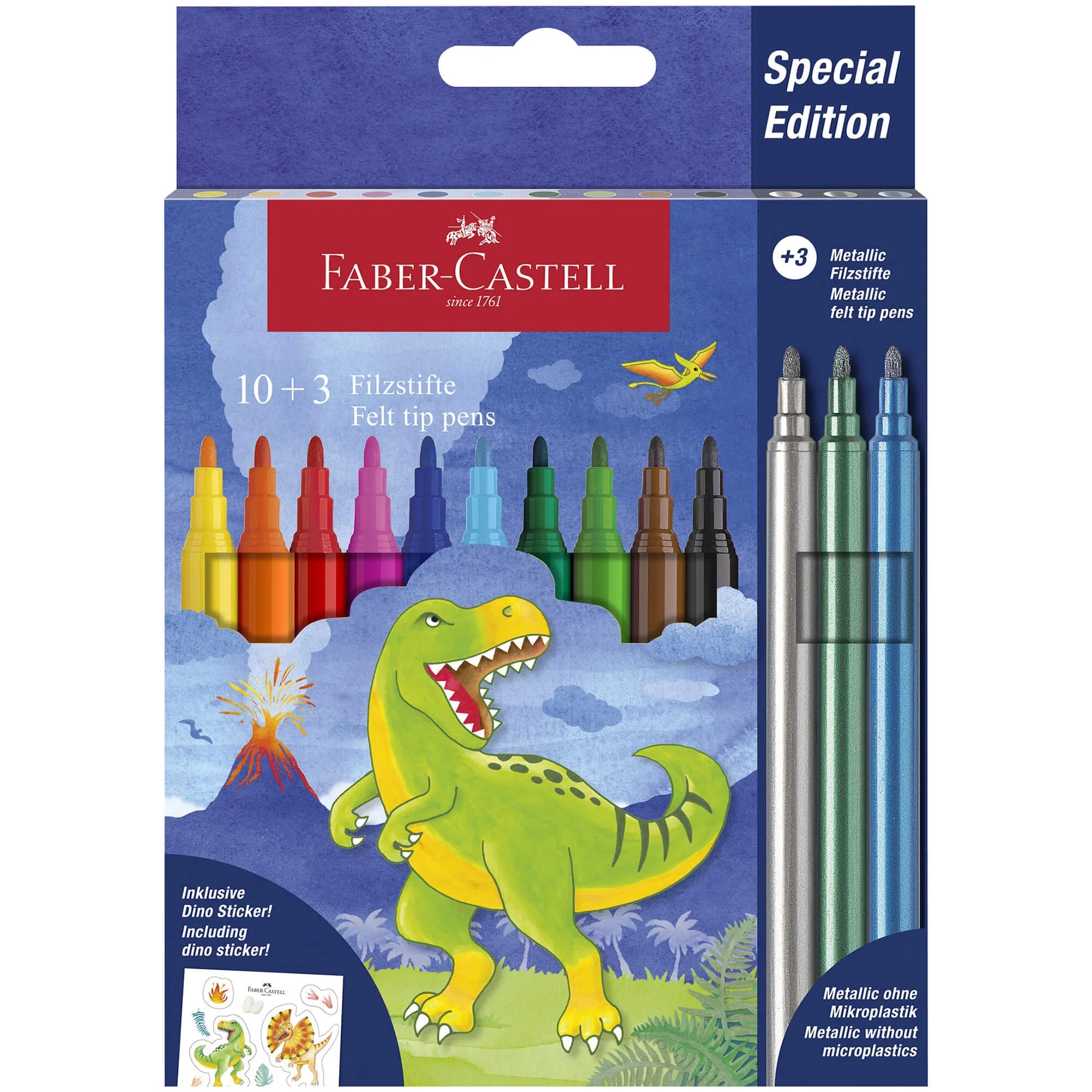RECHIZITE SCOLARE IPB - LEC CARIOCI FABER-CASTELL 10+3 CULORI DINOZAURI FC554214