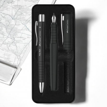 Seturi Instrumente de lux - SET FABER-CASTELL STILOU B + PIX POLY XB NEGRU FC241050