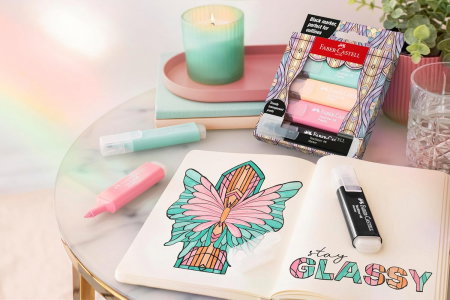 LEC TEXTMARKER FABER-CASTELL 4/SET PASTEL EDITIE SPECIALA GLASSY FC254694 [1]