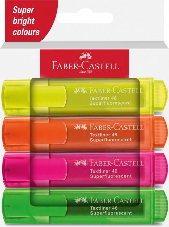 Textlinere - LEC TEXTMARKER FABER -CASTELL 4/SET SUPERFLUORESCENT CUTIE CARTON FC254644