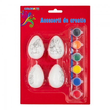 Ouă Decorative de Paște - ACCESORII POLISTIREN OU CU MODELE 5CM 4/SET A2396