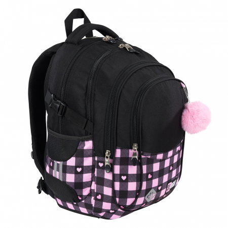 MA RUCSAC SCOLAR ST.RIGHT 4 COMPARTIMENTE BP-01 PINK CHECKERED 680366 [1]