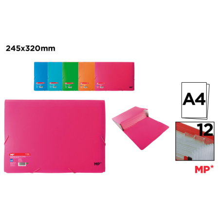 Mape cu multiple compartimente - Mapa A4 IPB PP cu Elastic 12 Compartimente Culori Asortate PC305