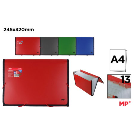 ORGANIZARE SI ARHIVARE - Mapa A4 IPB PP cu Elastic 13 Compartimente Culori Asortate PC335F