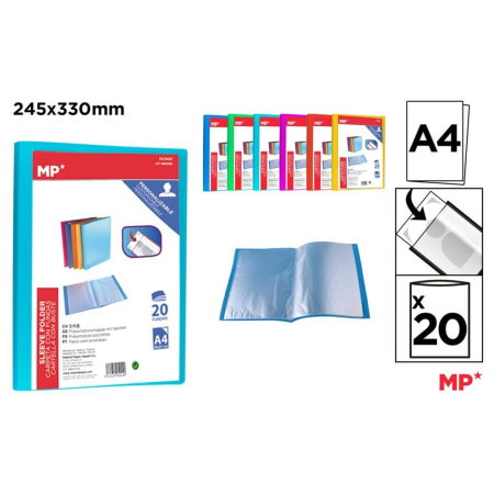 Mape de prezentare cu folii - MAPA PREZENTARE A4 PP 20 FOLII DIVERSE CULORI PC312F
