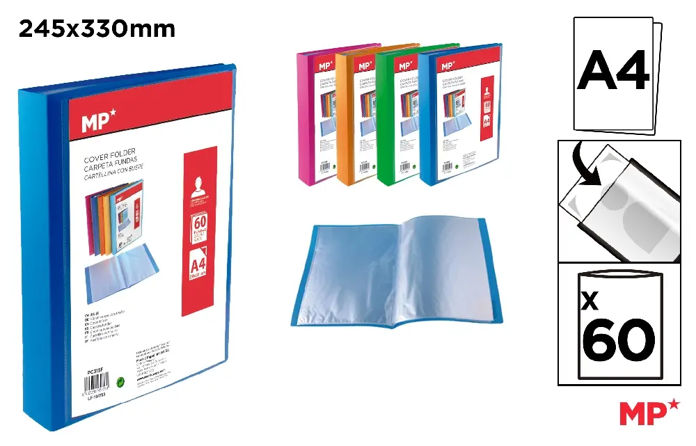 Mape de prezentare cu folii - MAPA PREZENTARE A4 PP 60 FOLII CULORI FLUORESCENTE PC315F