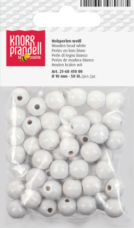 Margele lemn - Set 50 Mărgele Lemn 10mm Alb Knorr Prandell -
