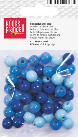 Margele lemn - Set 50 Mărgele Lemn 10mm Mix Albastru Knorr Prandell